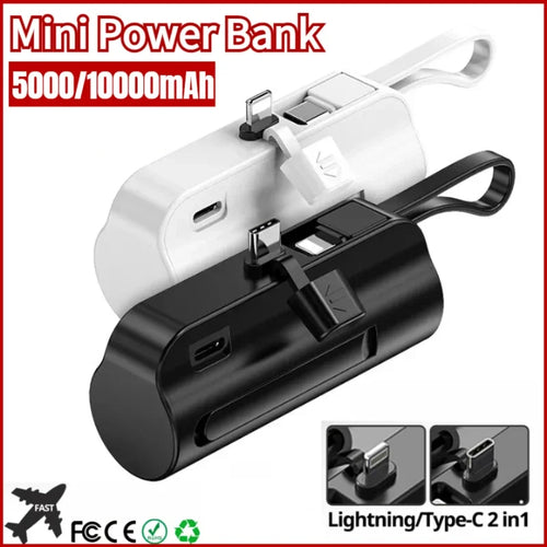5000mAh Mini Power Bank Lightning Type-C Portable Powerbank Phone Charger External Spare Battery For iPhone 13 15 Xiaomi 13 14