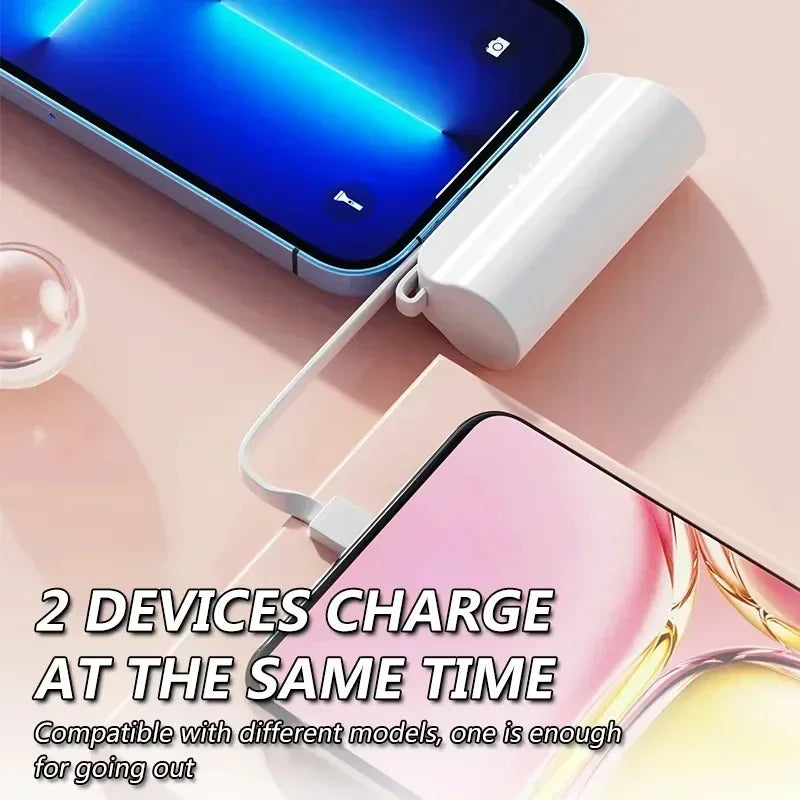 5000mAh Mini Power Bank Lightning Type-C Portable Powerbank Phone Charger External Spare Battery For iPhone 13 15 Xiaomi 13 14