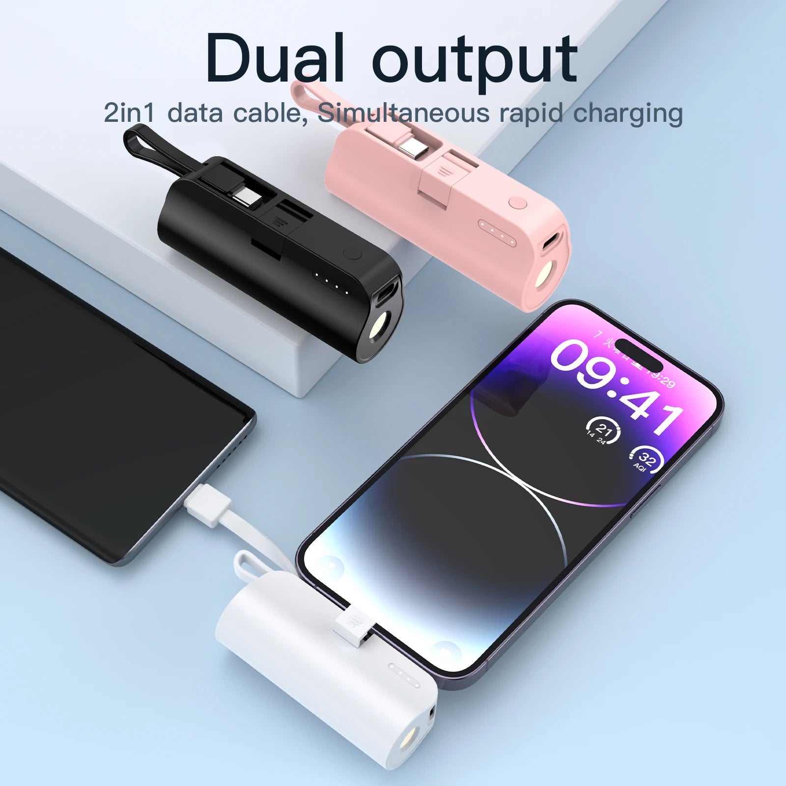 Mini Power Bank 3 en 1 — Cargá, iluminá y apoyá tu celular sin cables