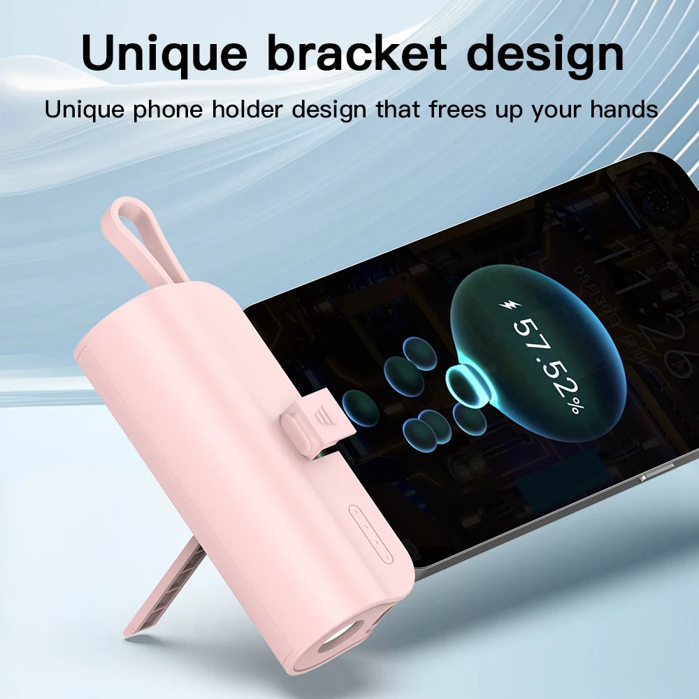 Mini Power Bank 3 en 1 — Cargá, iluminá y apoyá tu celular sin cables