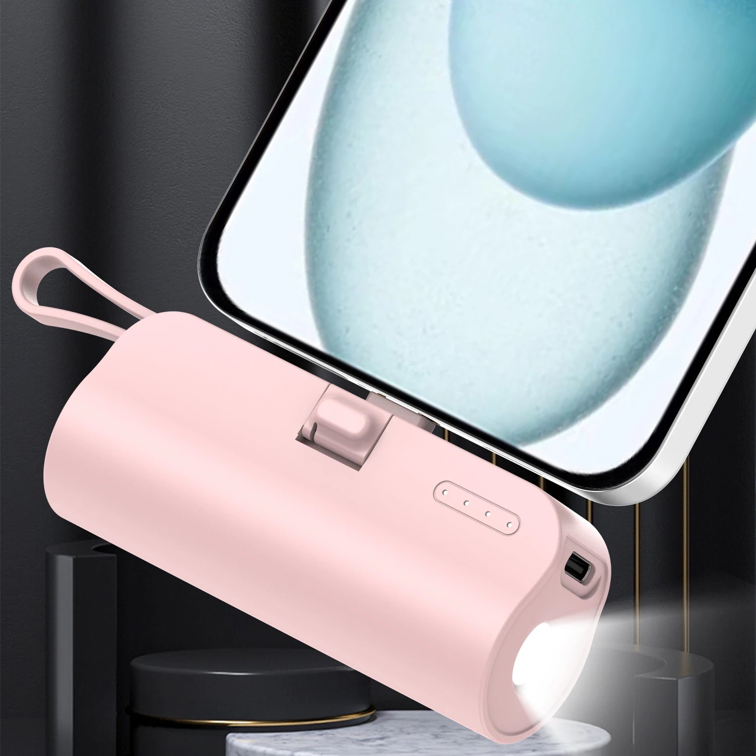 Mini Power Bank 3 en 1 — Cargá, iluminá y apoyá tu celular sin cables
